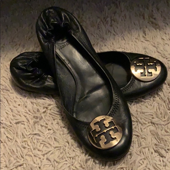 Tory Burch Shoes - Tory Burch flats- Riva (black and gold 8)